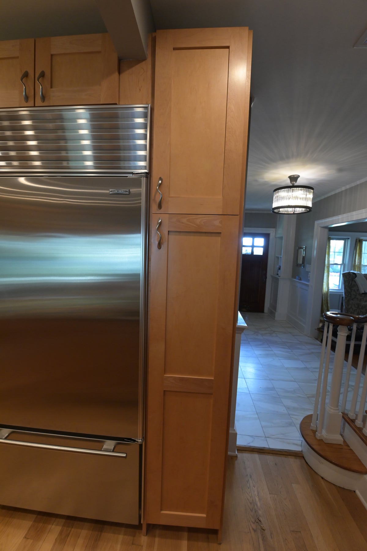 Millennia Transitional Craftsman Shaker Kitchen with 36" Sub-Zero Refrigerator
