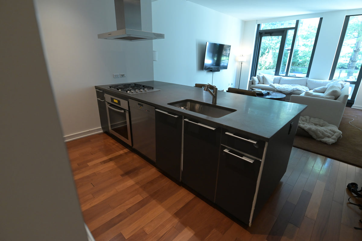 Bulthaup Modern Gray & White Kitchen with Miele Appliances