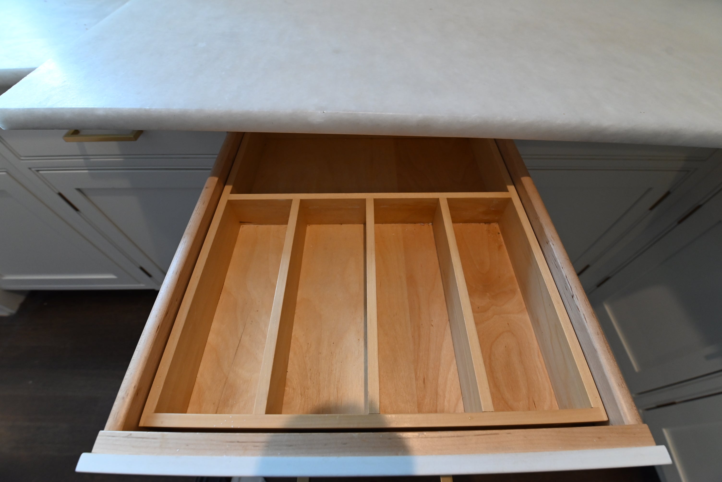 Prevo Transitional White Complete Kitchen Cabinets with Brown Wooden Island