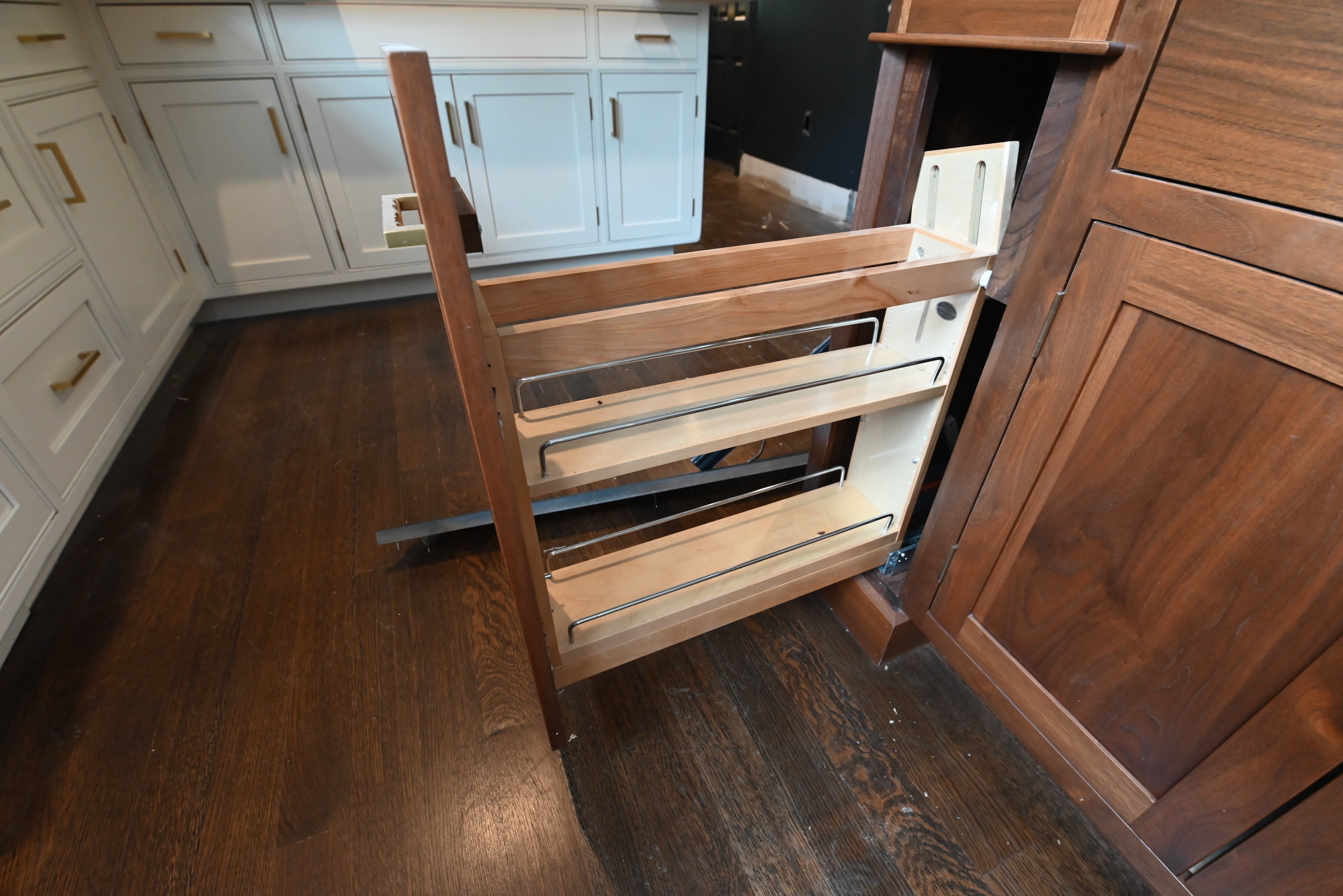 Prevo Transitional White Complete Kitchen Cabinets with Brown Wooden Island
