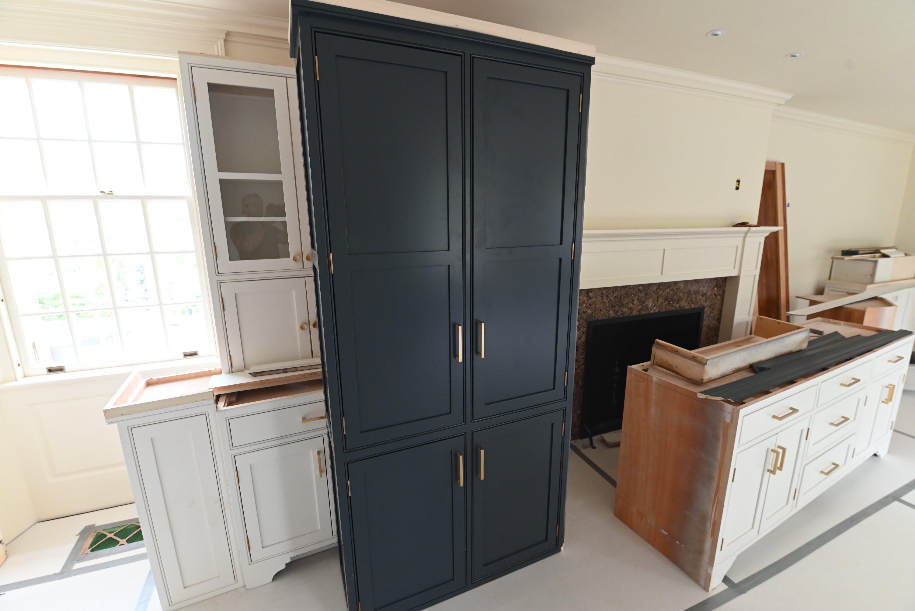 Prevo Transitional Dark Blue Butler's Pantry