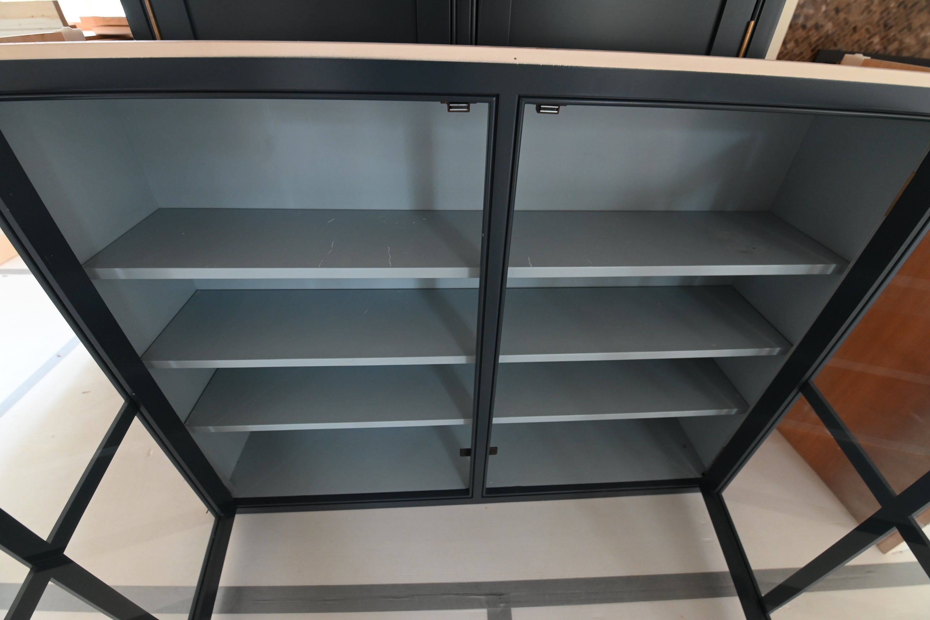 Prevo Transitional Dark Blue Butler's Pantry