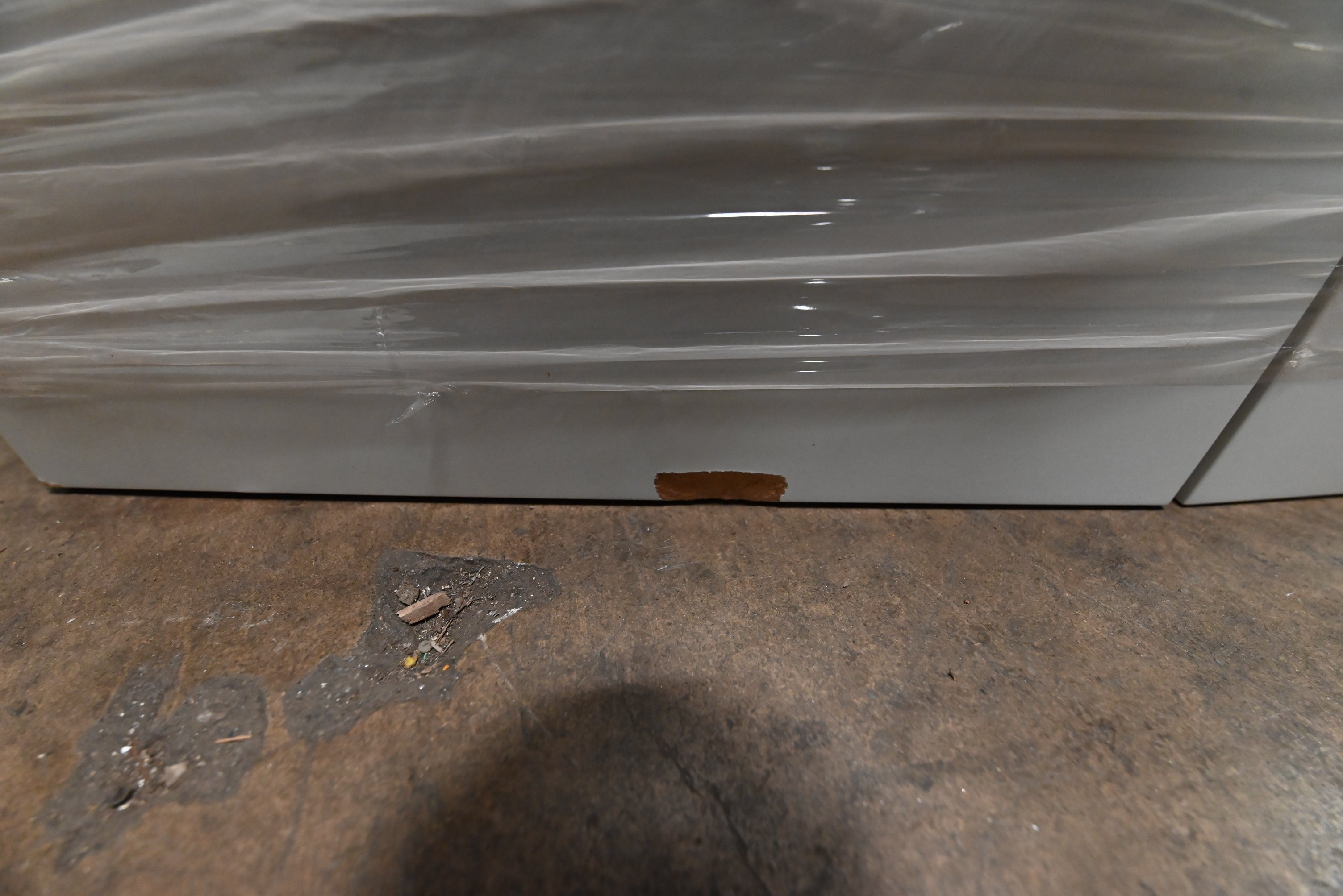 "The Strata" Modern White Textured Wood Kitchen with Island and Quartz Countertops