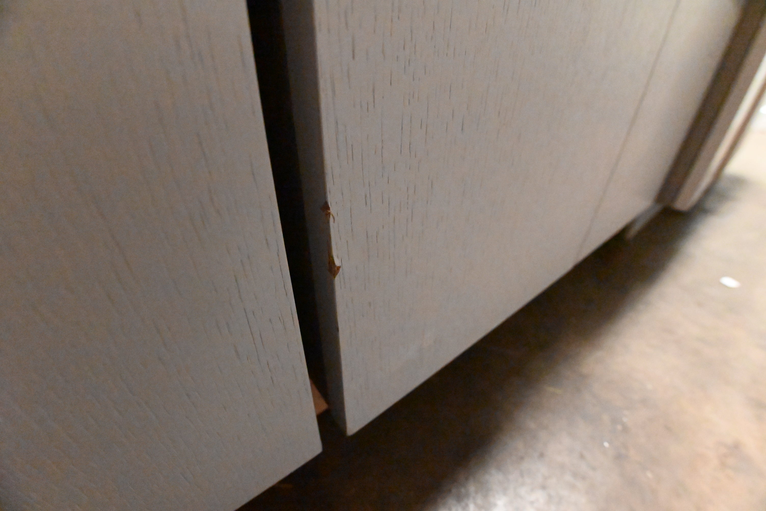 "The Strata" Modern White Textured Wood Kitchen with Island and Quartz Countertops