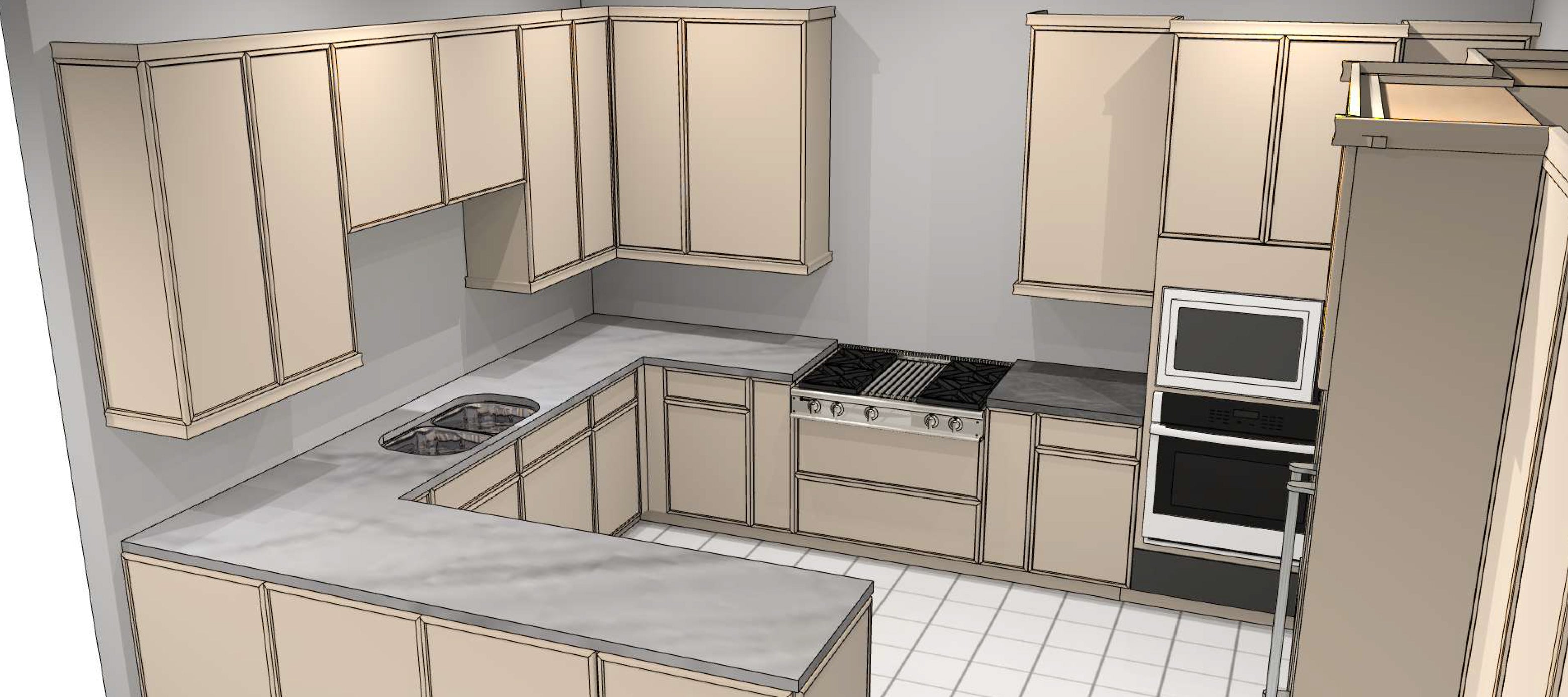 Omega Transitional Pumice Stained Maple Kitchen with Island and Butler's Pantry - Cabinetry Only