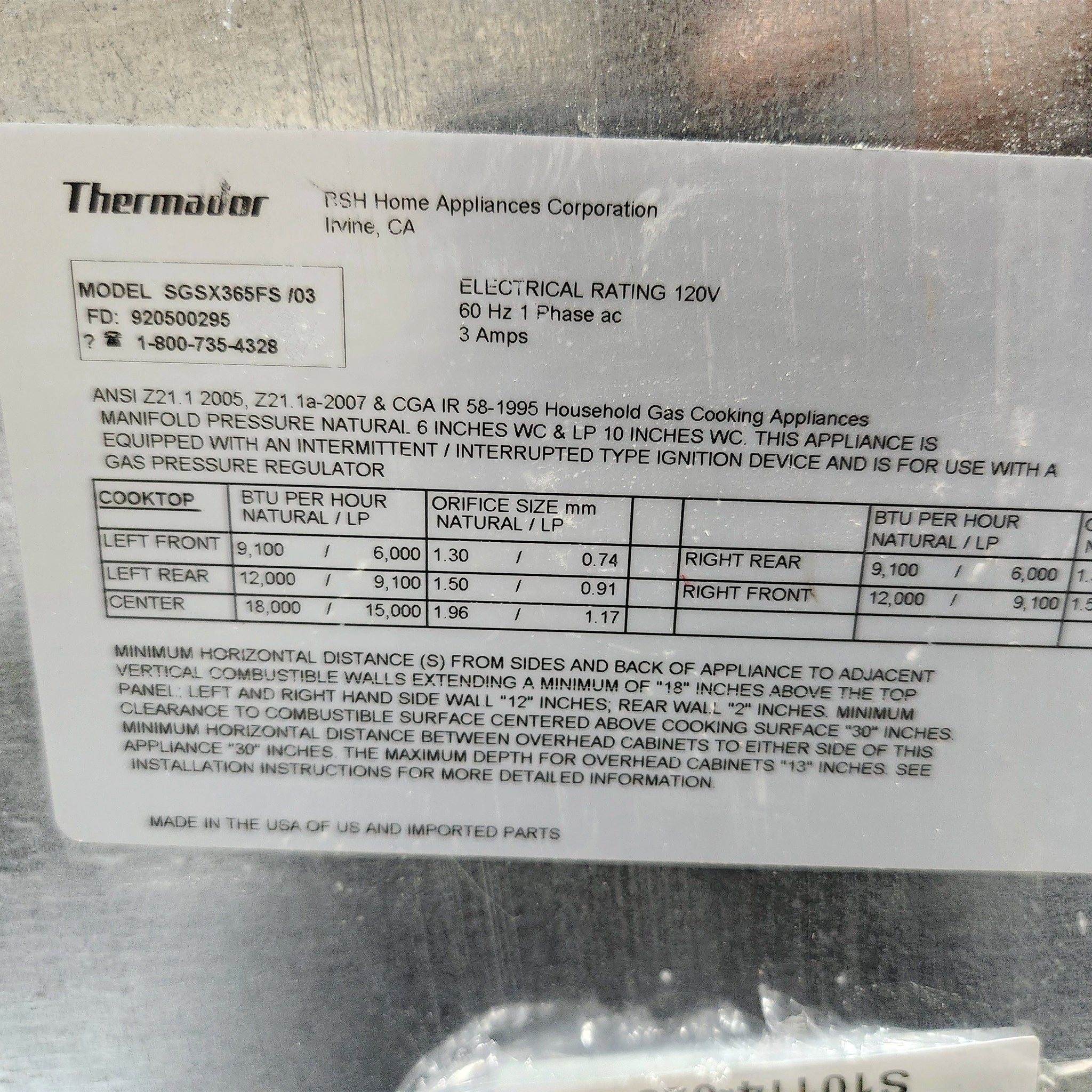 Thermador SGSX365FS 36" Stainless Steel Gas Cooktop, 5 Star Burners