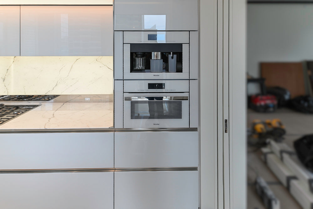 Modern Marble White Kitchen with Island