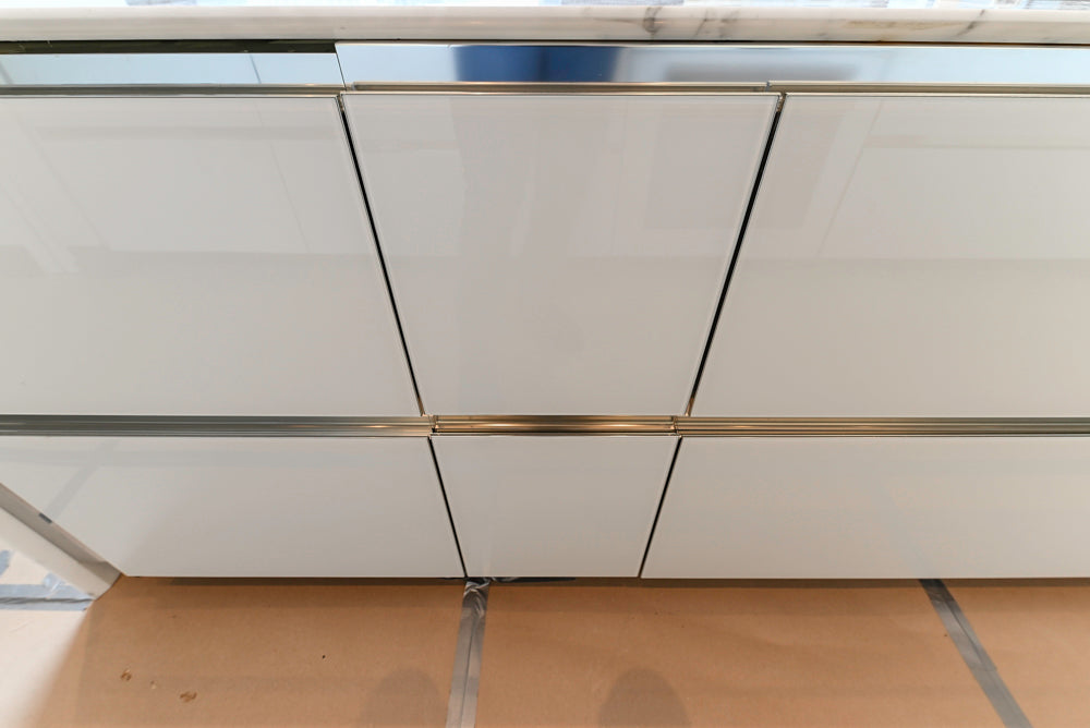 Modern Marble White Kitchen with Island
