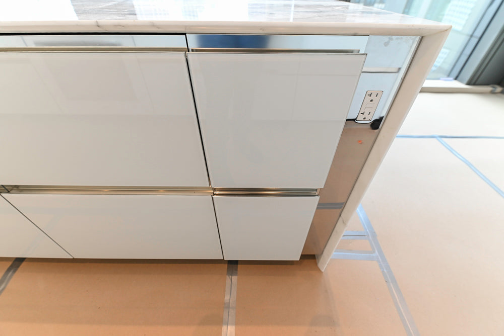 Modern Marble White Kitchen with Island