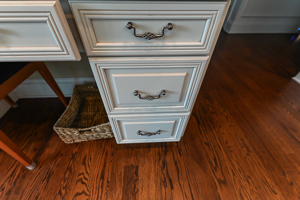 Oh My Omega: Traditional White Kitchen with Pantry, Desk Area & Appliances