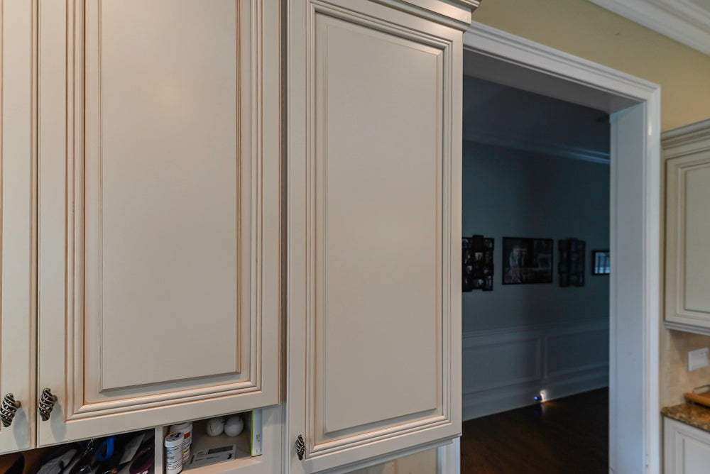 Oh My Omega: Traditional White Kitchen with Pantry, Desk Area & Appliances