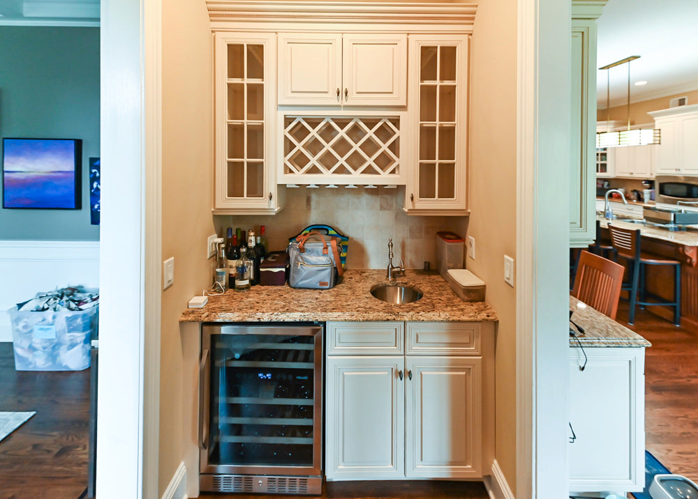 Oh My Omega Traditional White Butler's Pantry with Built-In Wine Rack