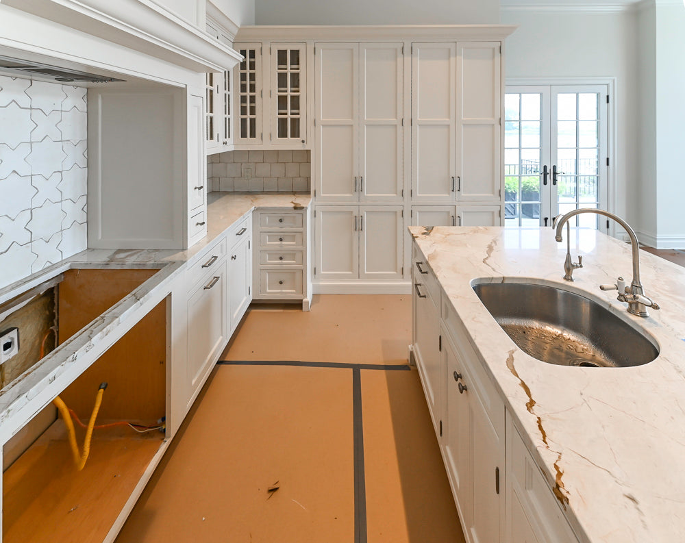 Traditional All-White Quartz Kitchen with Island