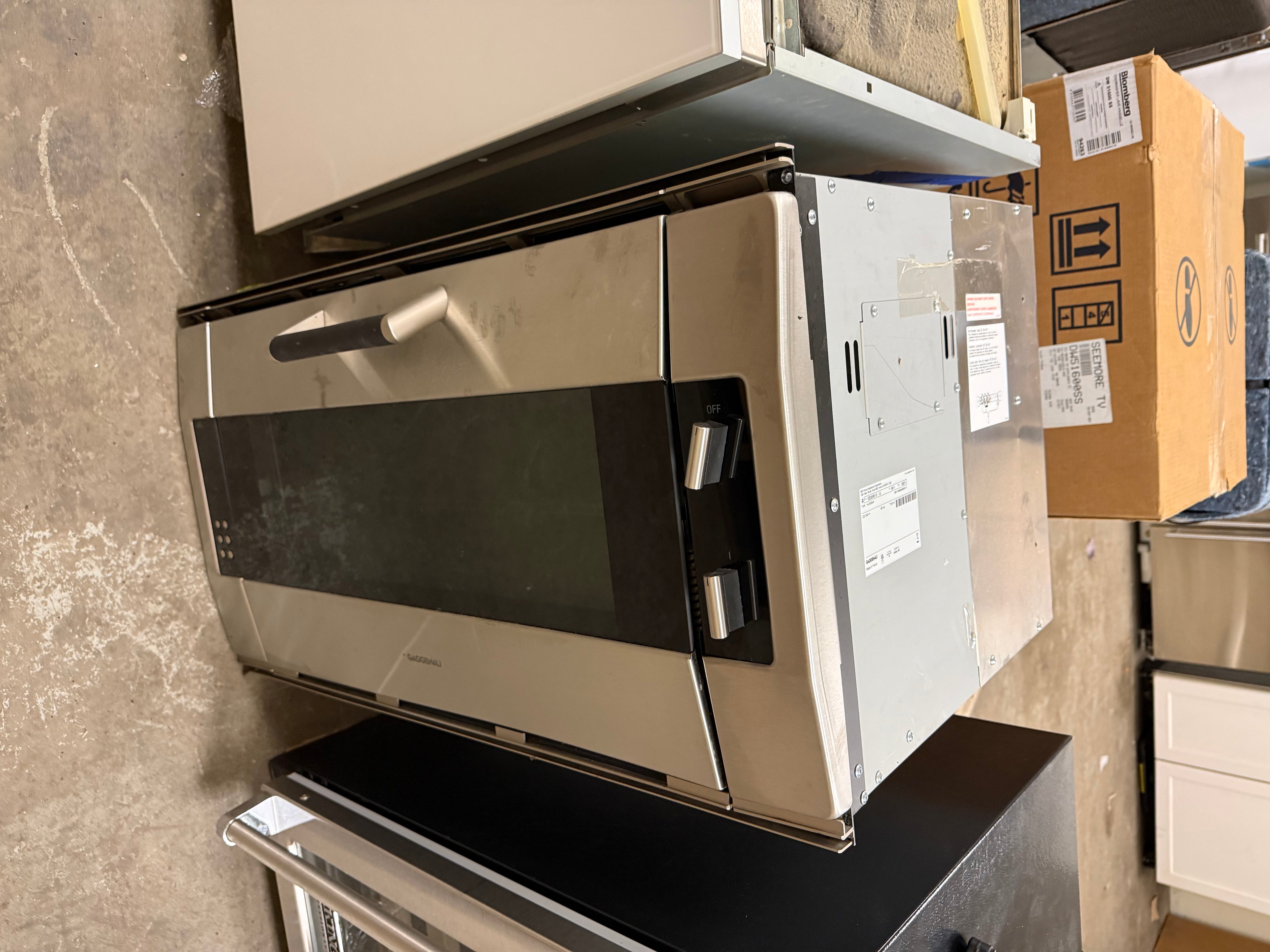 Built-in Gaggenau EB 388 oven with blue enamel interior and rotisserie