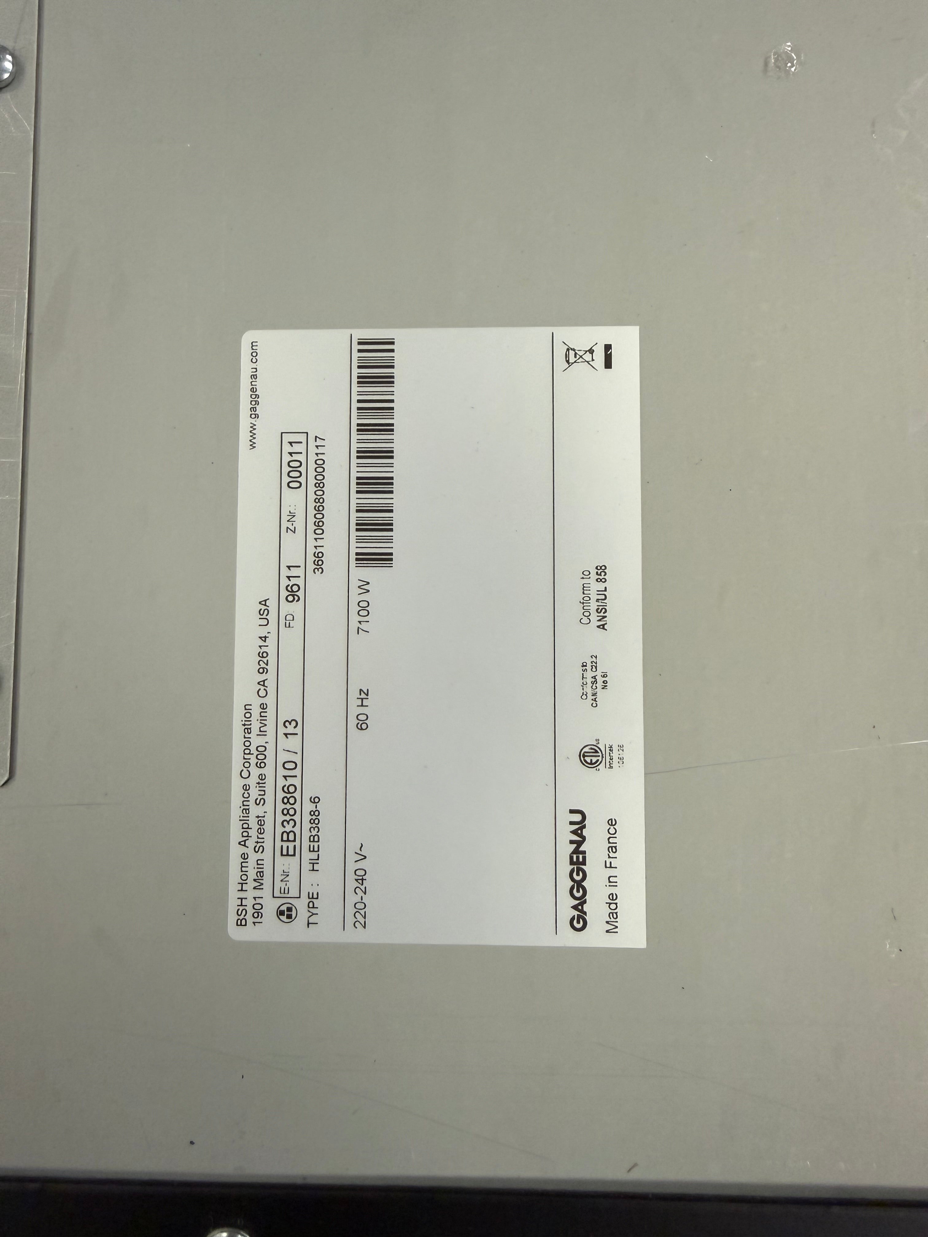Gaggenau 300 Series EB388610 36" Stainless Steel Single Electric Wall Oven