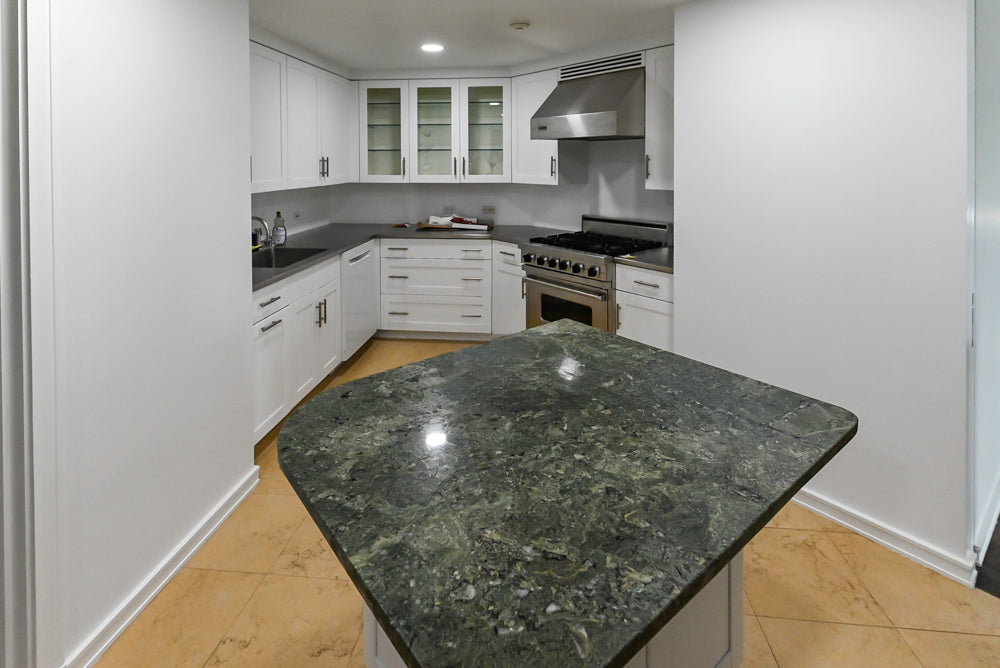 Heritage Transitional White Kitchen with Island and Stainless Steel Appliances
