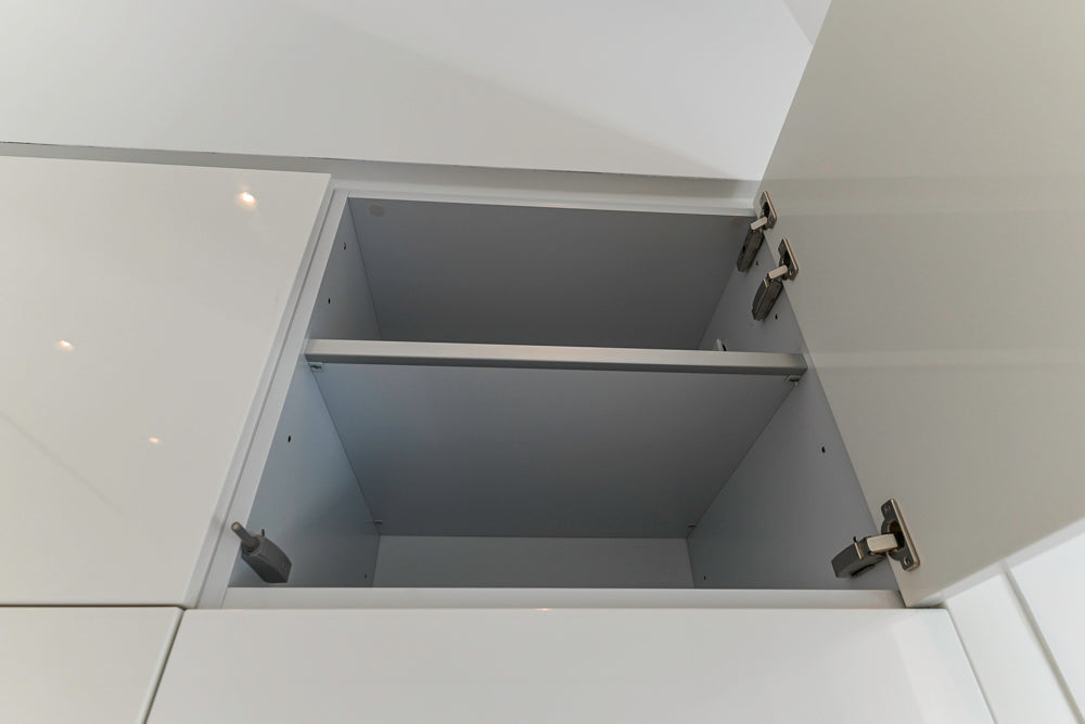 Aran Cucine Modern Glossy White Kitchen with Island, Marble Countertops & Miele Appliances