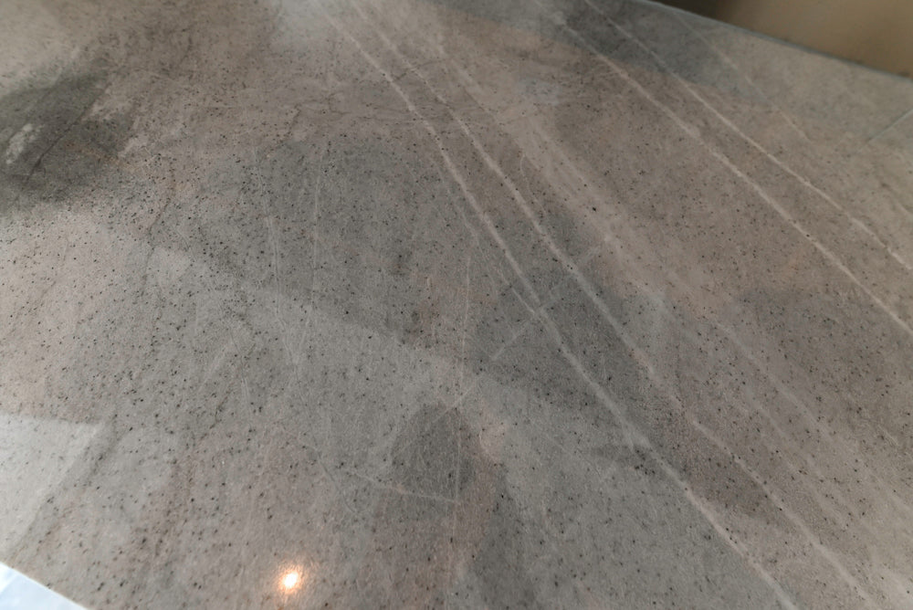 Aran Cucine Modern Glossy White Kitchen with Island, Marble Countertops & Miele Appliances