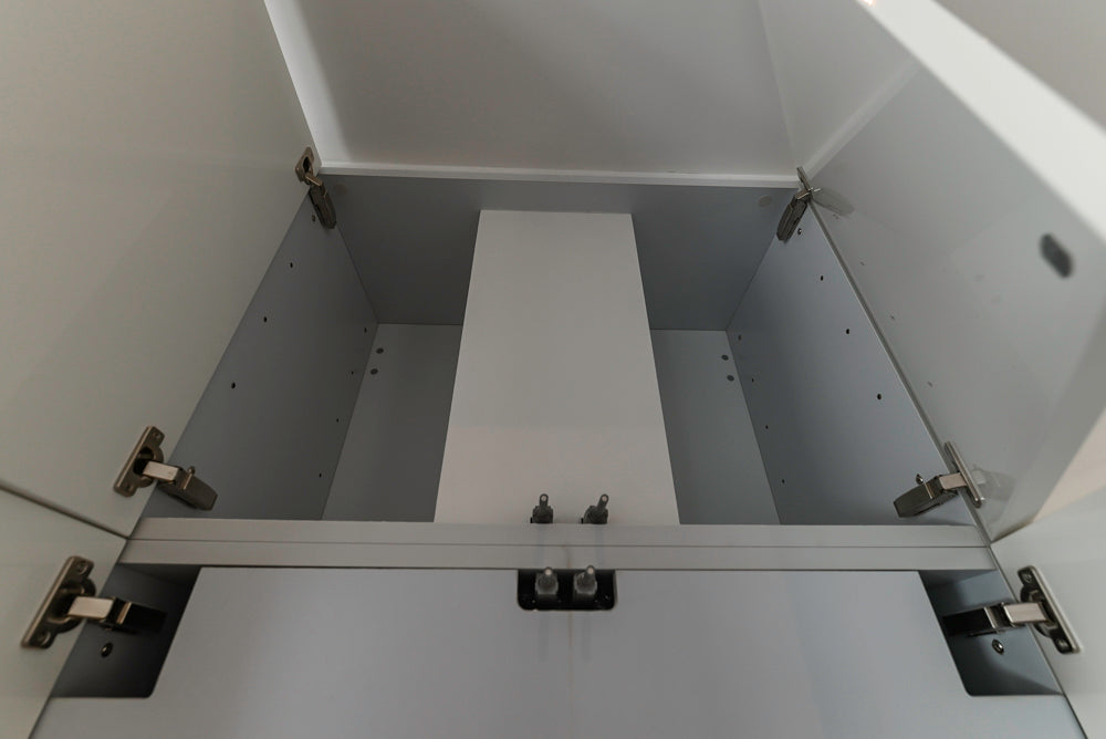 Aran Cucine Modern Glossy White Kitchen with Island, Marble Countertops & Miele Appliances