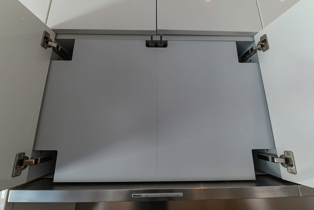 Aran Cucine Modern Glossy White Kitchen with Island, Marble Countertops & Miele Appliances