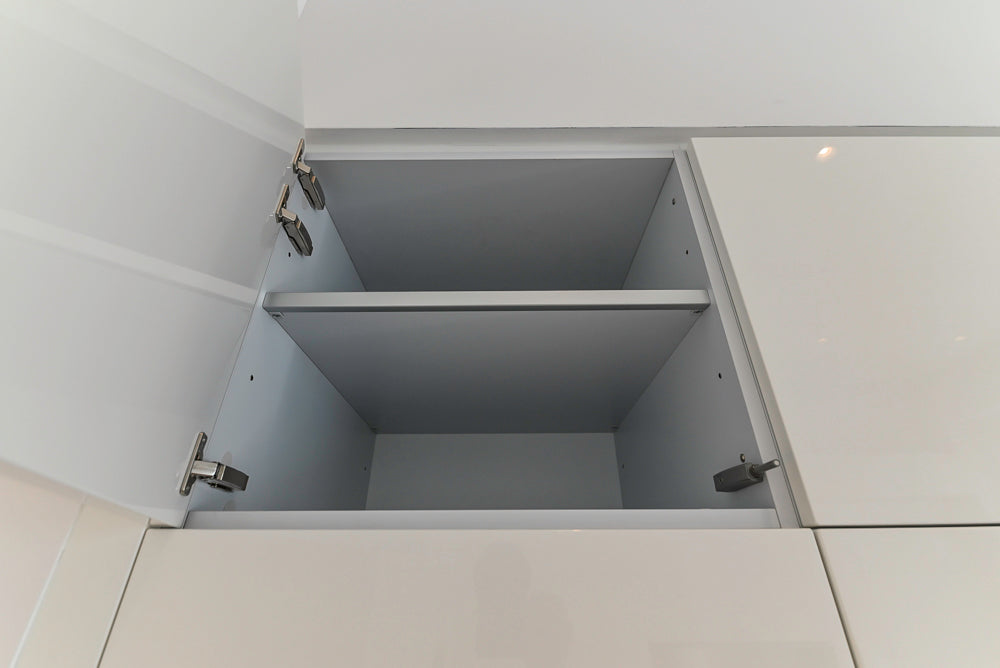 Aran Cucine Modern Glossy White Kitchen with Island, Marble Countertops & Miele Appliances