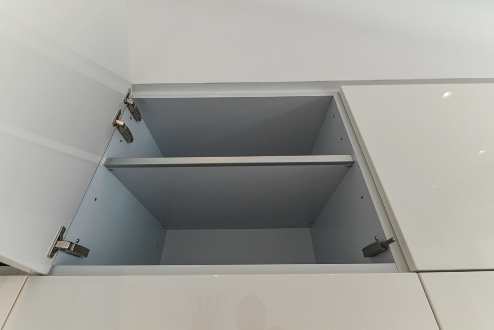 Aran Cucine Modern Glossy White Kitchen with Island, Marble Countertops & Miele Appliances