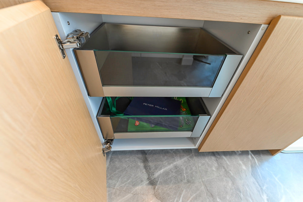 Aran Cucine Modern Glossy White Kitchen with Island, Marble Countertops & Miele Appliances