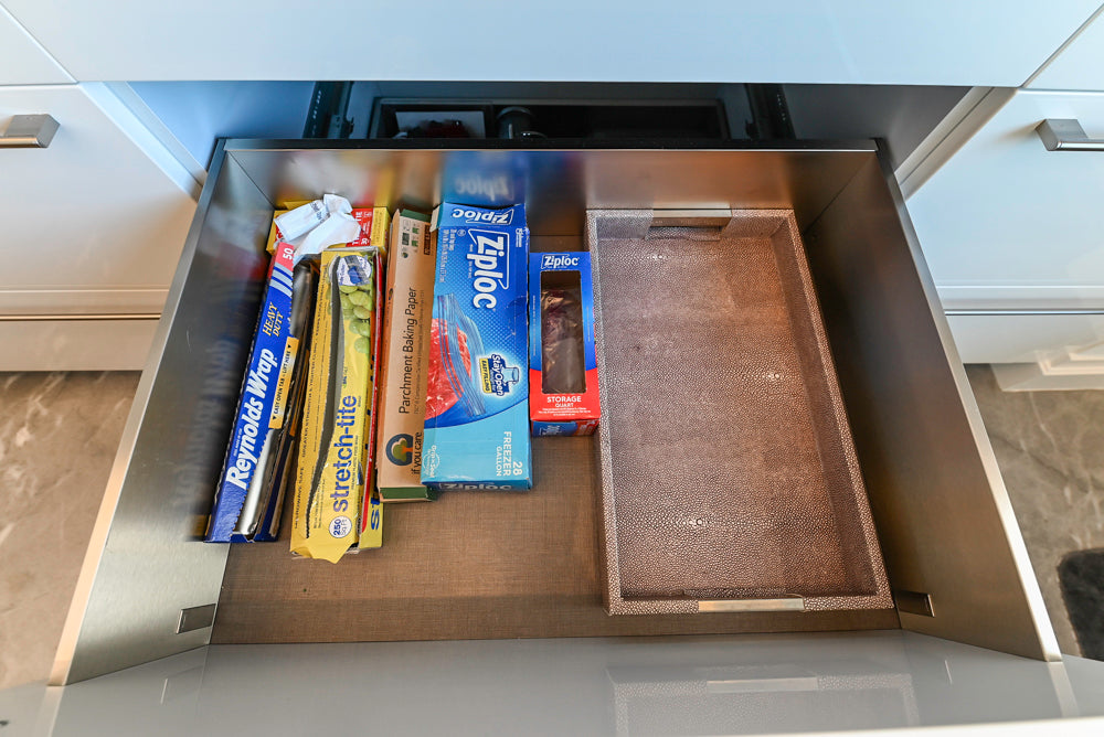 Aran Cucine Modern Glossy White Kitchen with Island, Marble Countertops & Miele Appliances