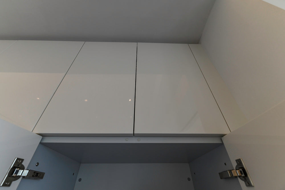 Aran Cucine Modern Glossy White Kitchen with Island, Marble Countertops & Miele Appliances