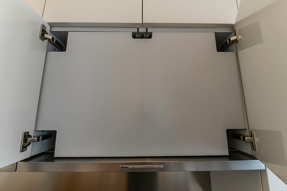 Aran Cucine Modern Glossy White Kitchen with Island, Marble Countertops & Miele Appliances