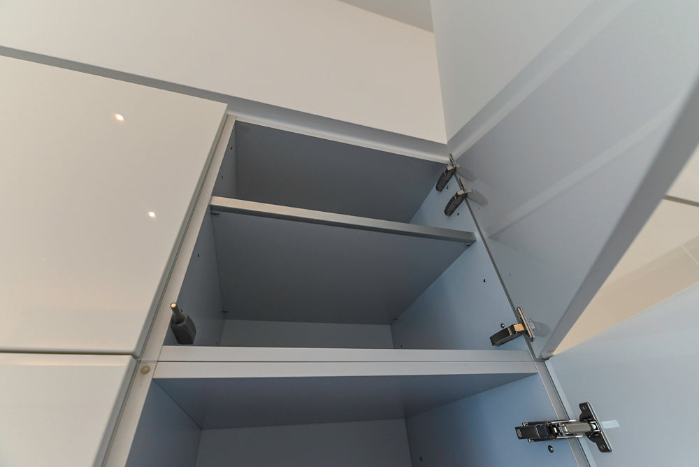 Aran Cucine Modern Glossy White Kitchen with Island, Marble Countertops & Miele Appliances