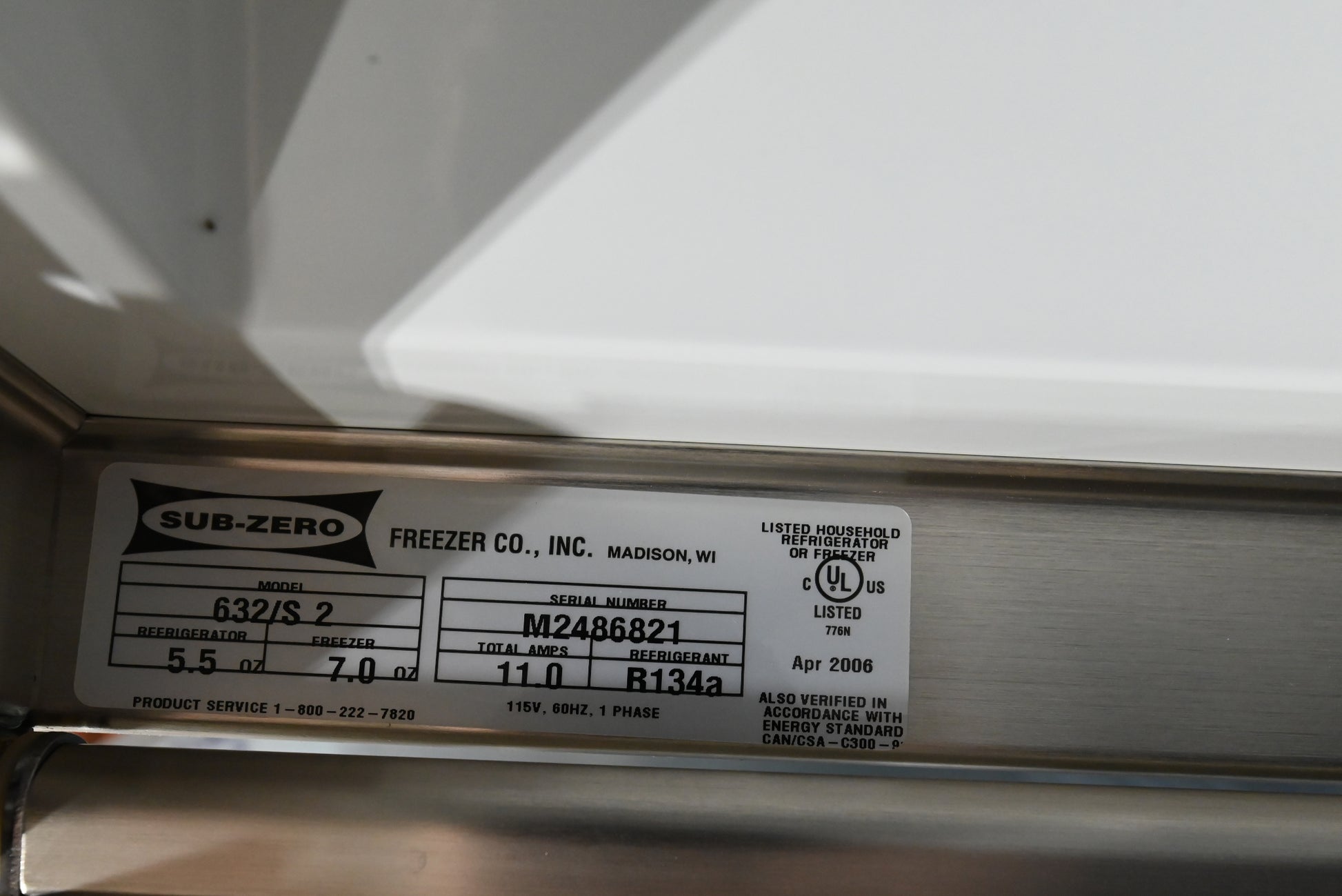 Sub-Zero 632/S 48" Stainless Steel Side by Side Refrigerator