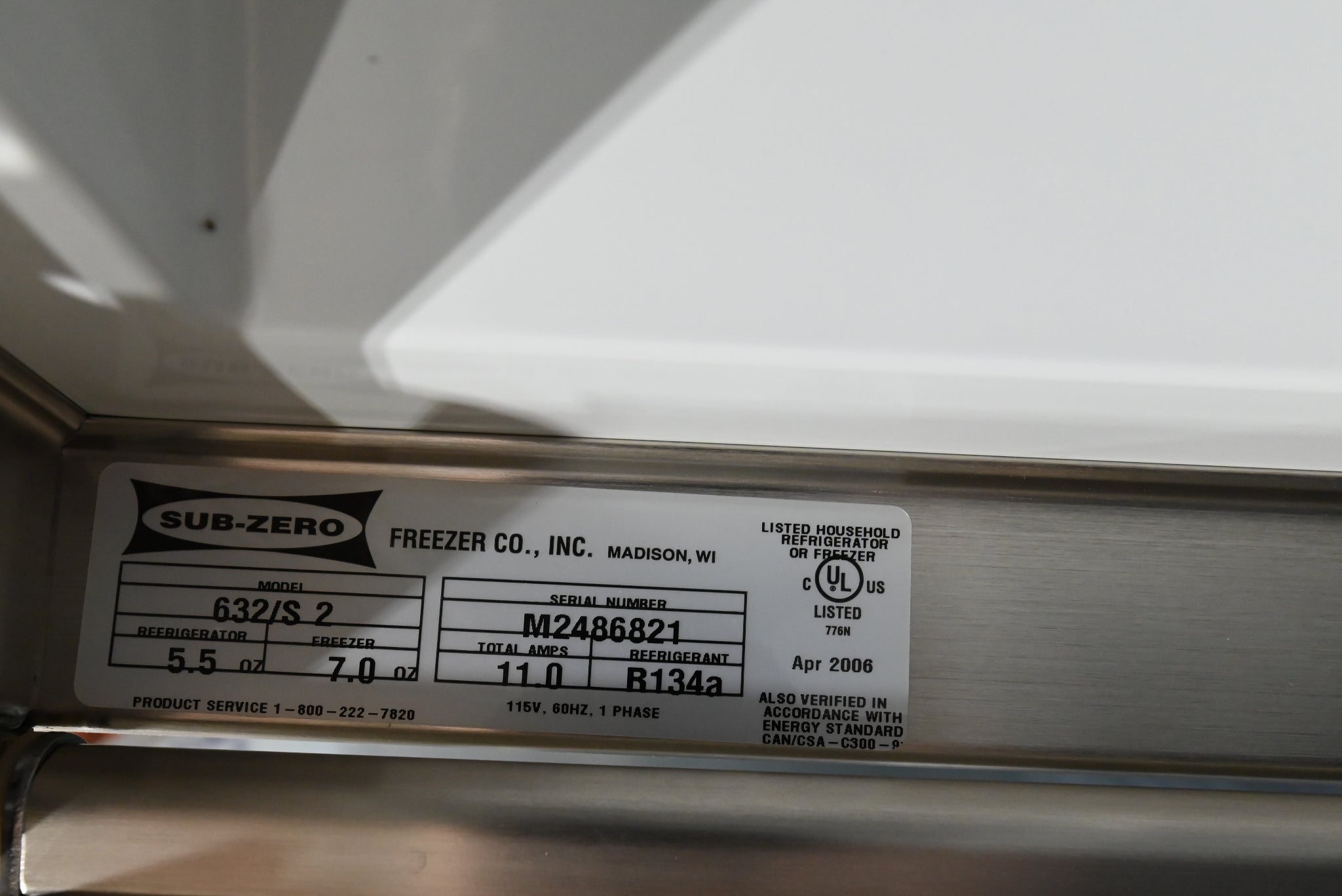 Sub-Zero 632/S 48" Stainless Steel Side by Side Refrigerator