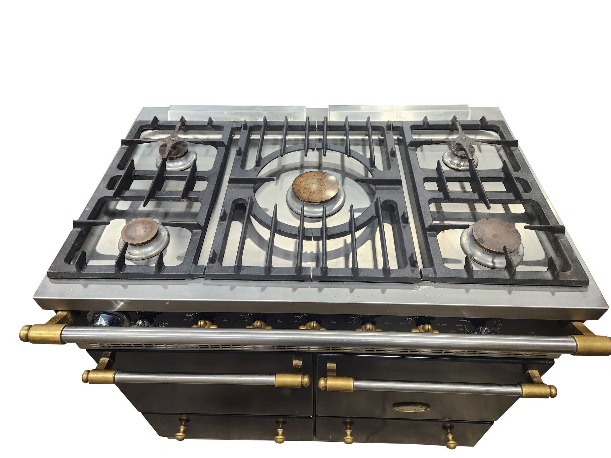 Lacanche Cluny LG1052GE 39 3/8" Black Dual Fuel Range with Brass Gold Accent Hardware