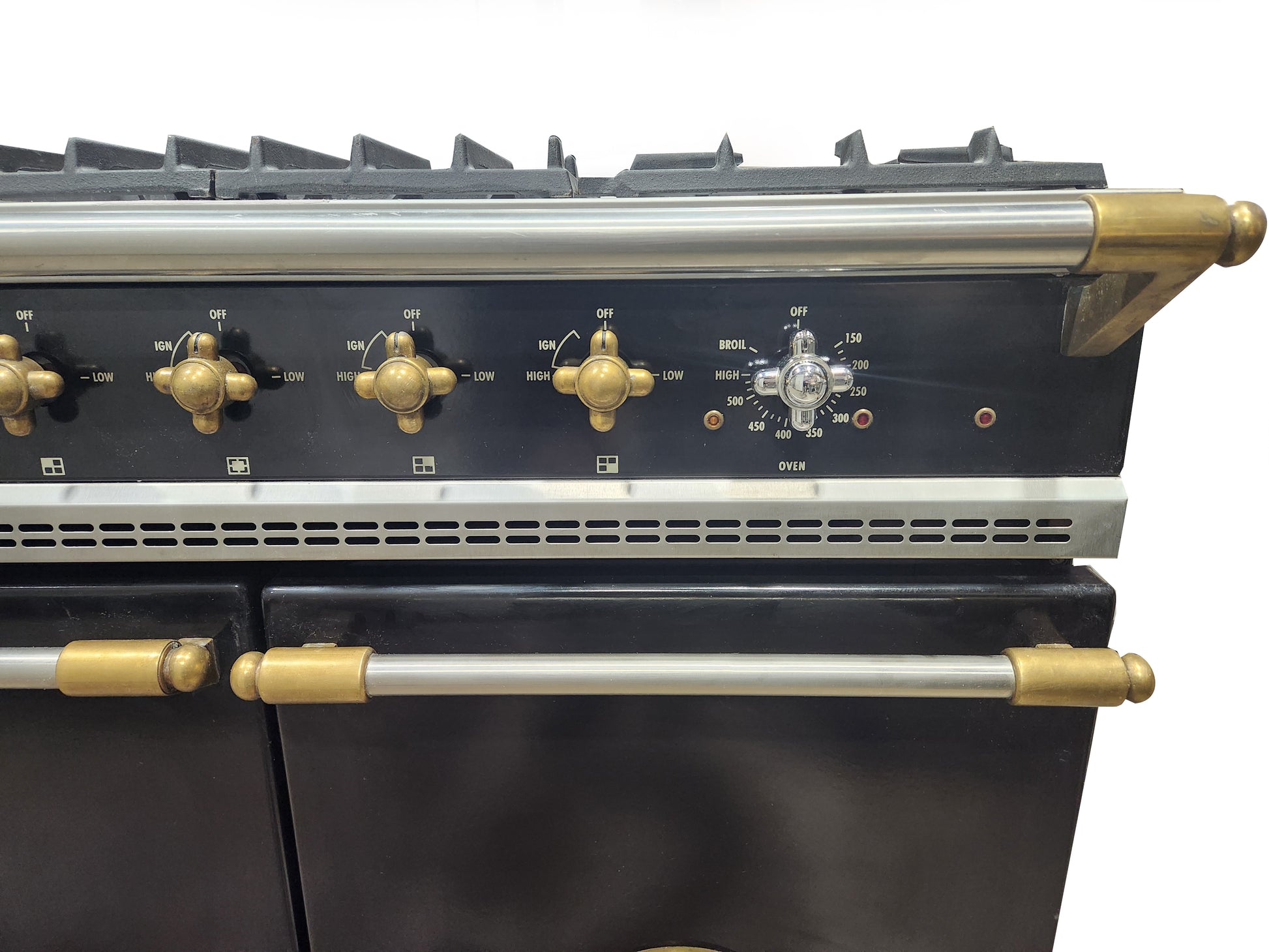 Lacanche Cluny LG1052GE 39 3/8" Black Dual Fuel Range with Brass Gold Accent Hardware