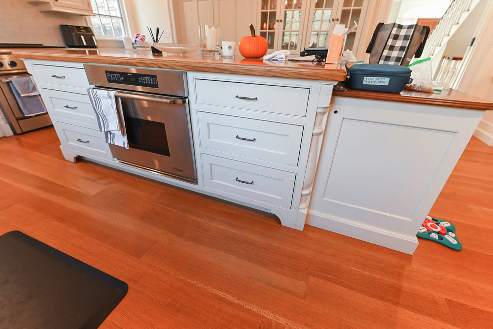 Traditional Large White Kitchen with Island, Desk Area & Appliances
