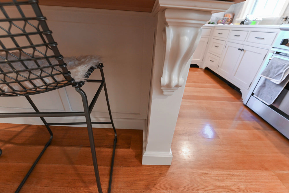 Traditional Large White Kitchen with Island, Desk Area & Appliances