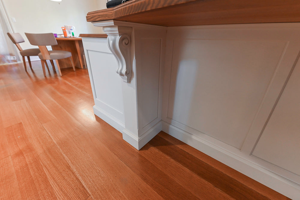 Traditional Large White Kitchen with Island, Desk Area & Appliances