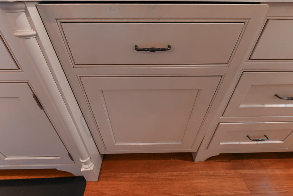 Traditional Large White Kitchen with Island, Desk Area & Appliances