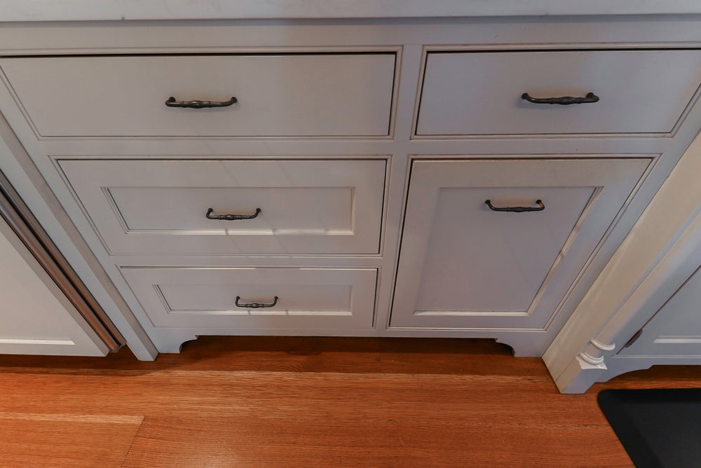 Traditional Large White Kitchen with Island, Desk Area & Appliances