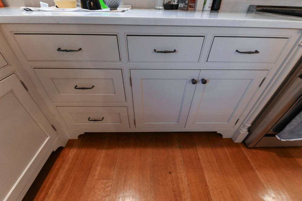 Traditional Large White Kitchen with Island, Desk Area & Appliances