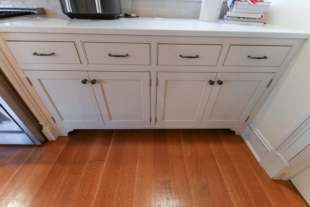 Traditional Large White Kitchen with Island, Desk Area & Appliances