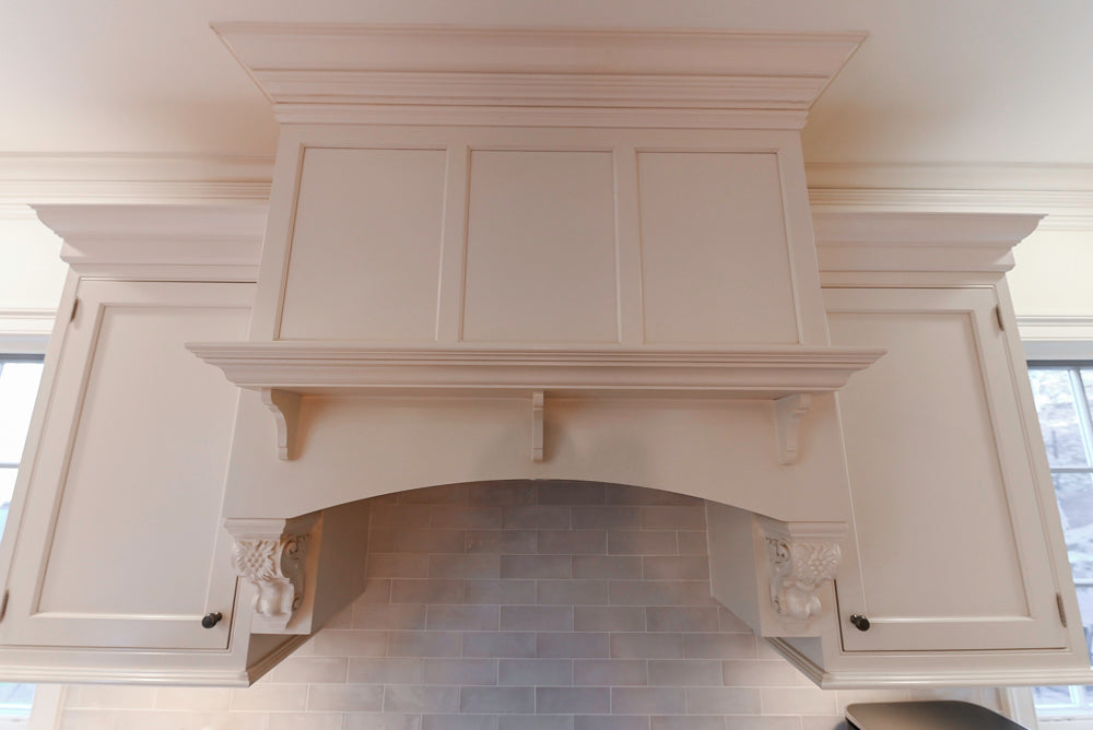 Traditional Large White Kitchen with Island, Desk Area & Appliances