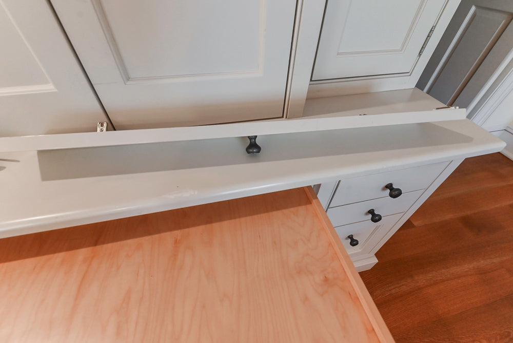 Traditional Large White Kitchen with Island, Desk Area & Appliances
