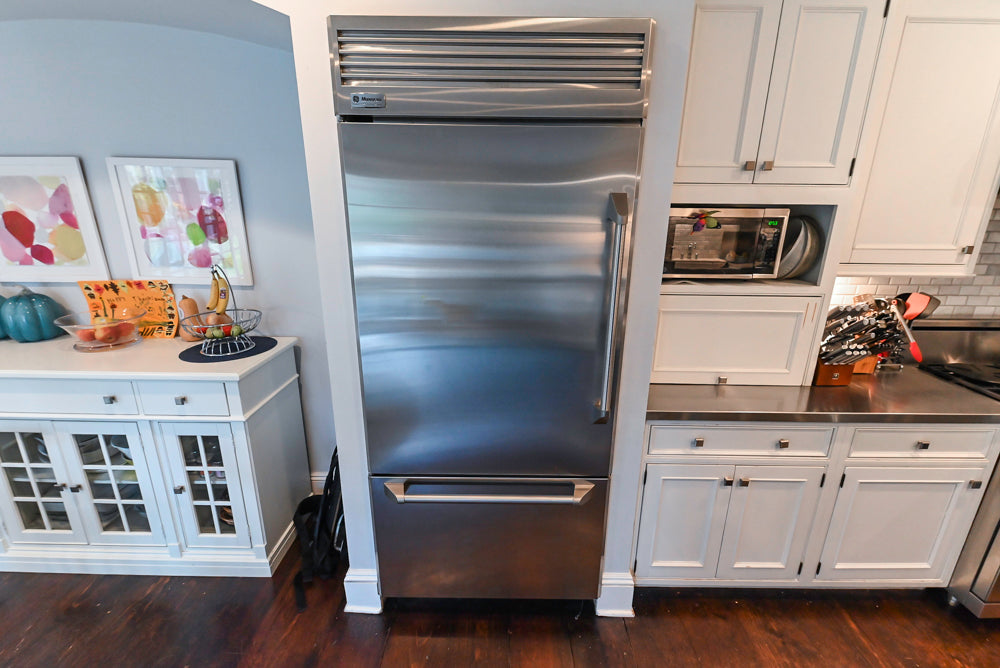 Craft-Maid Custom Cabinetry Traditional White Kitchen with Grey Island and Appliances