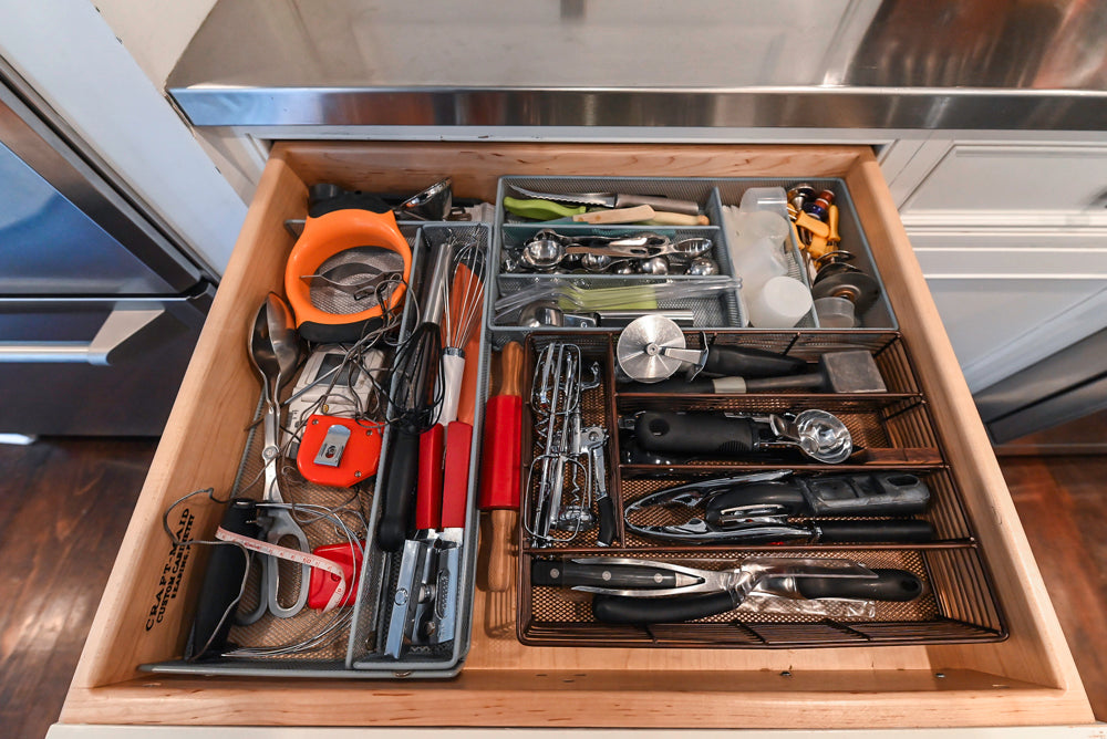 Craft-Maid Custom Cabinetry Traditional White Kitchen with Grey Island and Appliances