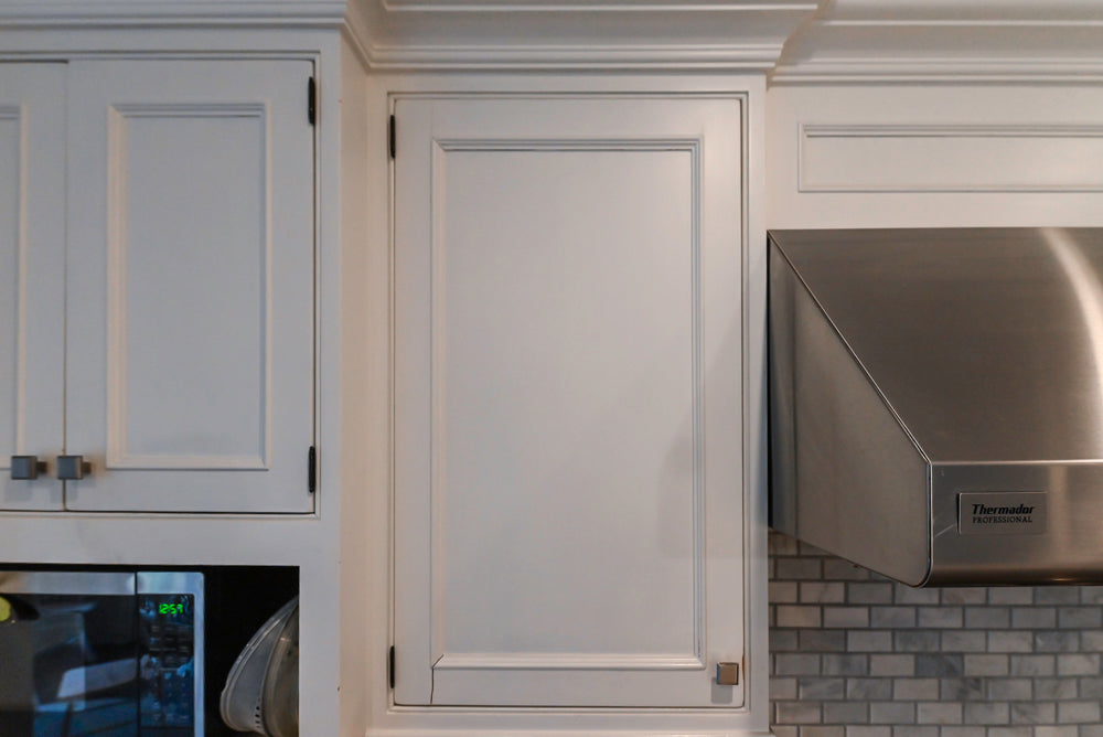 Craft-Maid Custom Cabinetry Traditional White Kitchen with Grey Island and Appliances