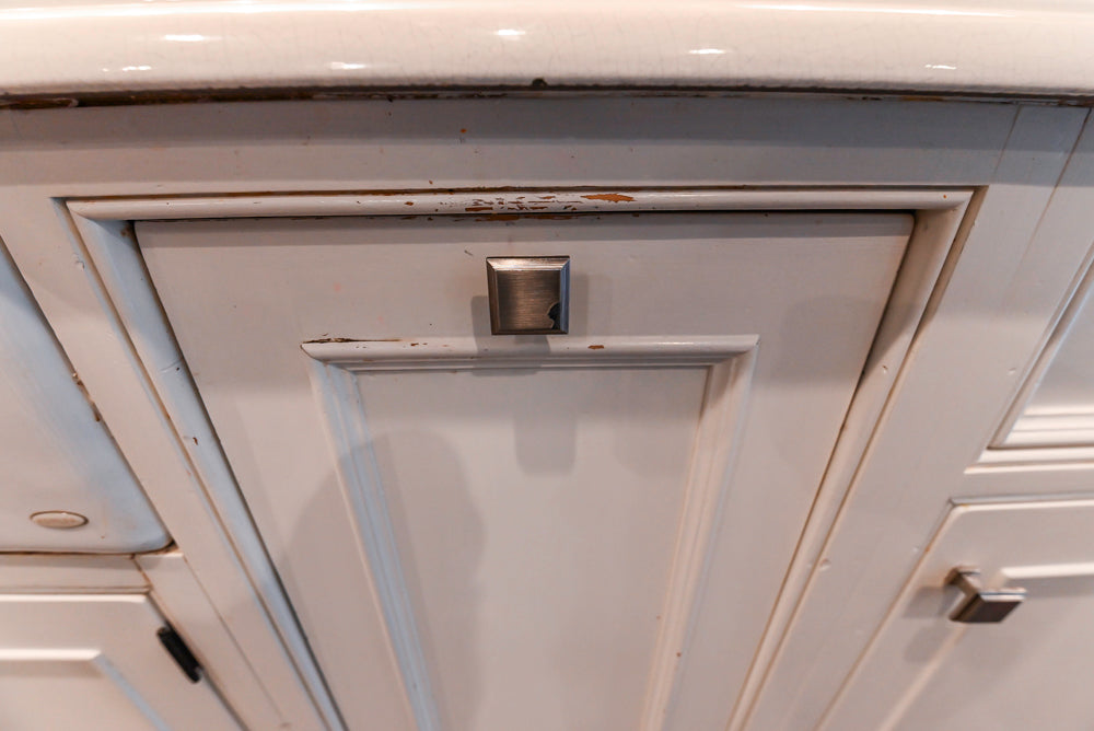 Craft-Maid Custom Cabinetry Traditional White Kitchen with Grey Island and Appliances