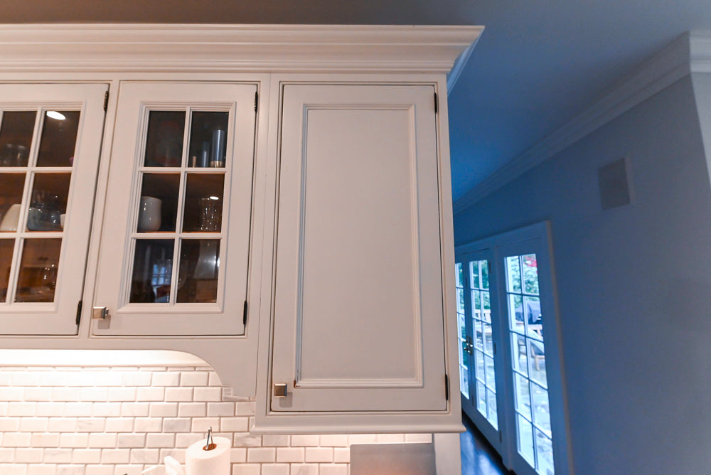 Craft-Maid Custom Cabinetry Traditional White Kitchen with Grey Island and Appliances