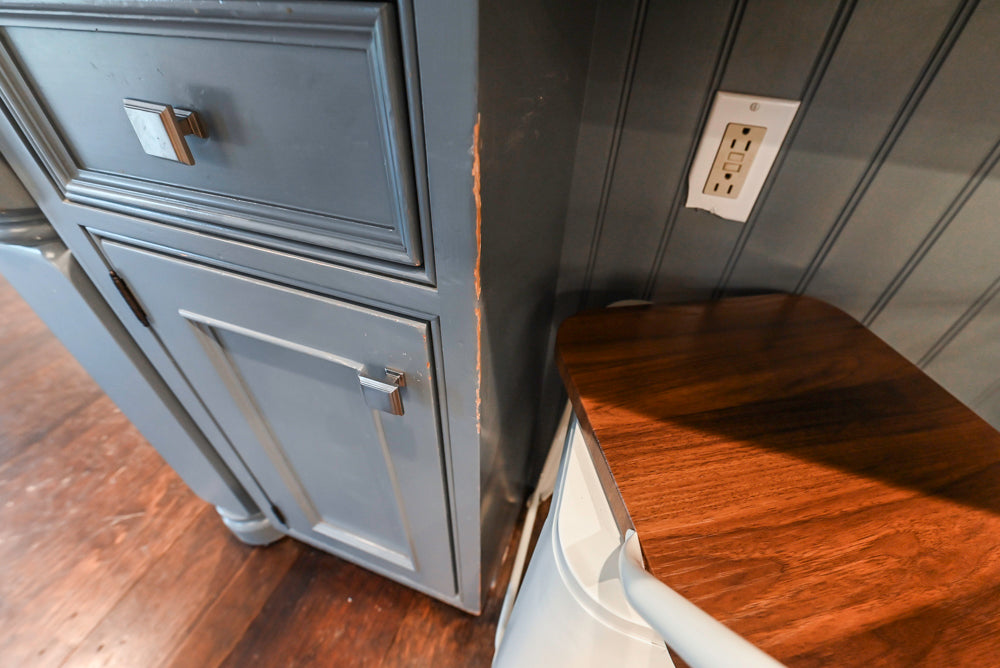 Craft-Maid Custom Cabinetry Traditional White Kitchen with Grey Island and Appliances